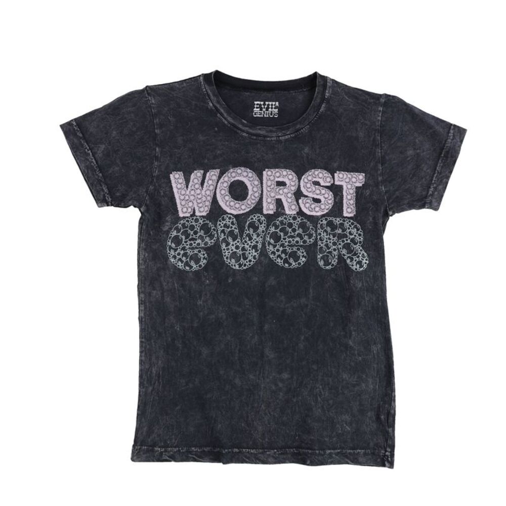 Evil Genius Girls Worst Ever Graphic T-Shirt, Grey, Big Kids (8-20), M, DM